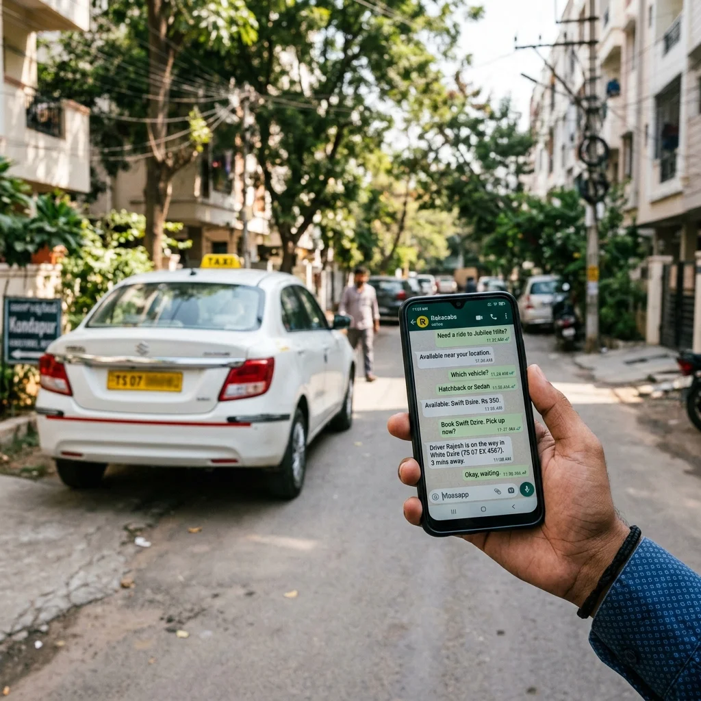 Book cab in Kondapur via WhatsApp